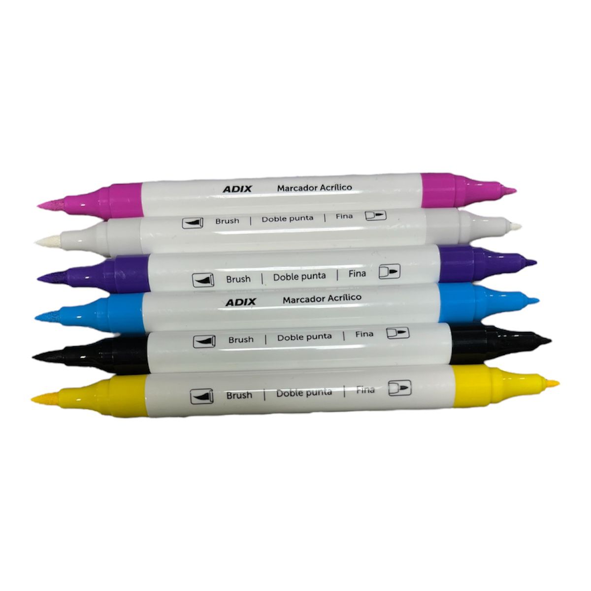 Marcador Acrílico Punta Brush/Fina Set 6 Colores